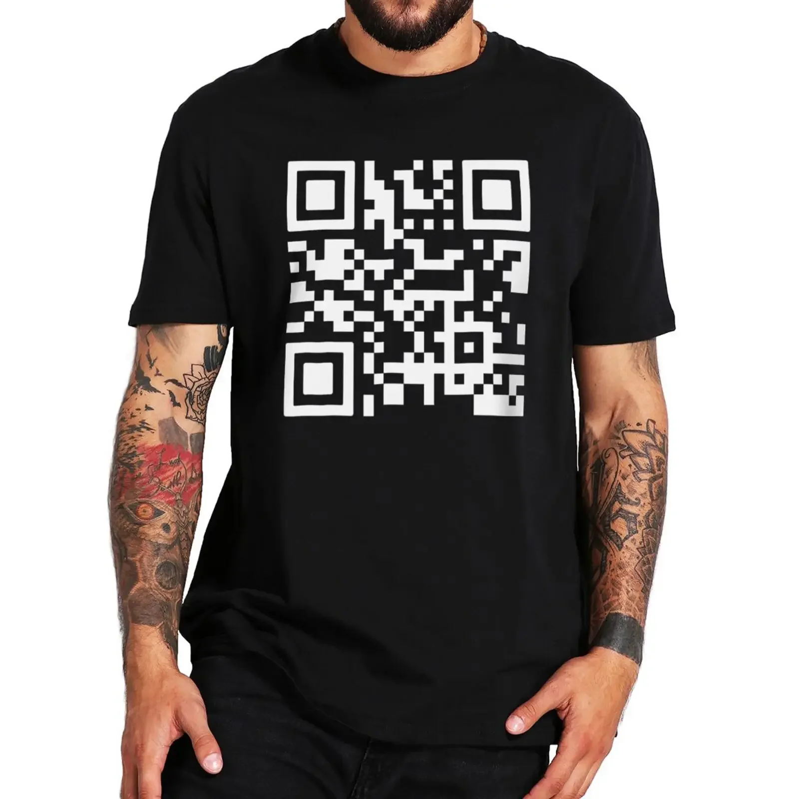 Camiseta divertida de F You con código QR para adultos, regalo de broma de Humor extraño, Tops 100% algodón, camisetas informales de cuello redondo suaves Unisex, talla europea