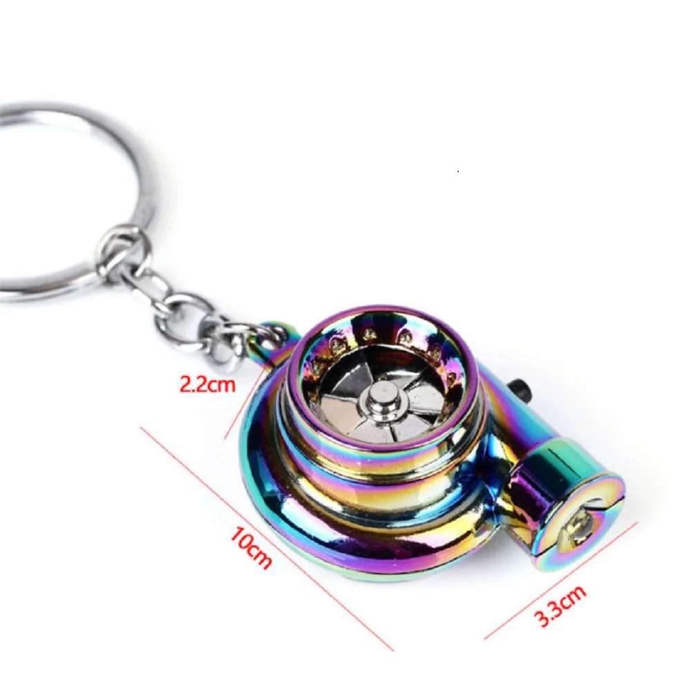 Turbo Sound Key Chain Turbine Shape Keychain Electric LED Metal Keychain Turbocharger Pendant Man Luxury Gift Creative