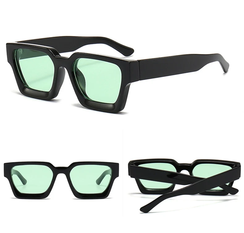 SO&EI Fashion Square Frauen Luxus Sonnenbrille Retro Marke Designer Männer Trend Leopard Blau Grün Sonnenbrille Shades UV400 – Detail 17