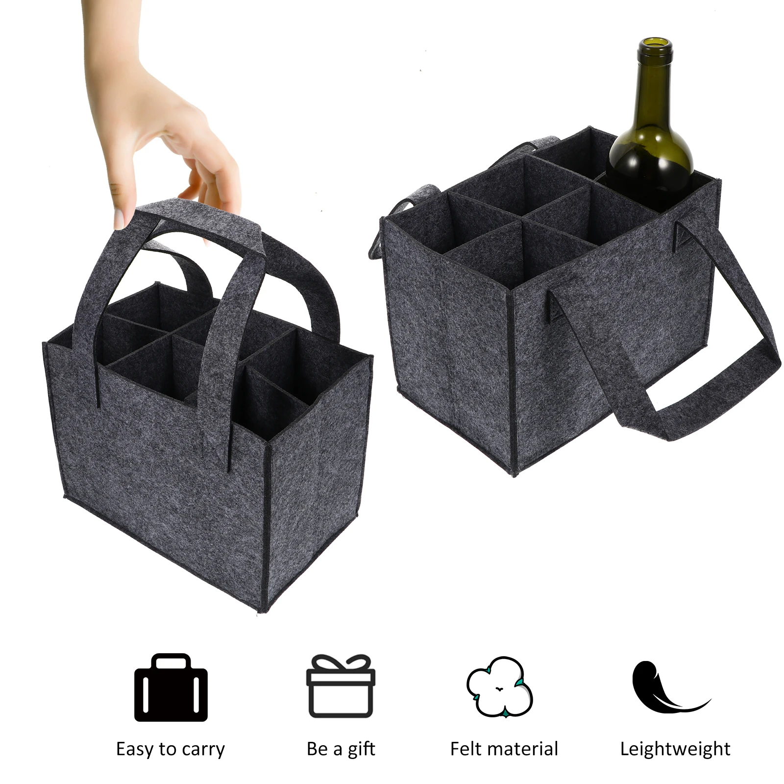 

1pc Wine Gift Bag Bottles Carrier Portable Felt Holders Insulated Pouch for Storage Foldable