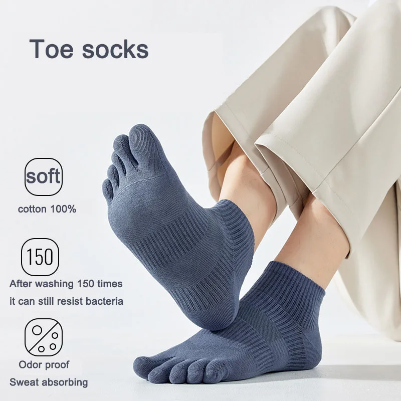 Spring Summer cotton man Socks toe socks for Women Waist cinching sports sock Boneless antibacterial Odor proof Sweat absorbing