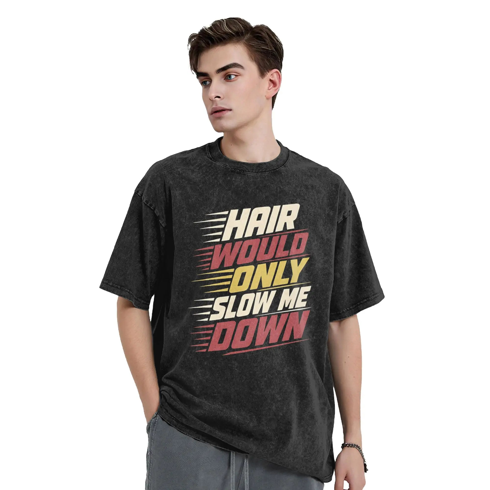 Hair Would Only Slow Me Down Bald Humor T Shirt Summer  Y2K Classic T Shirts Cotton Fashion Tee Shirt For Men Simple Tops