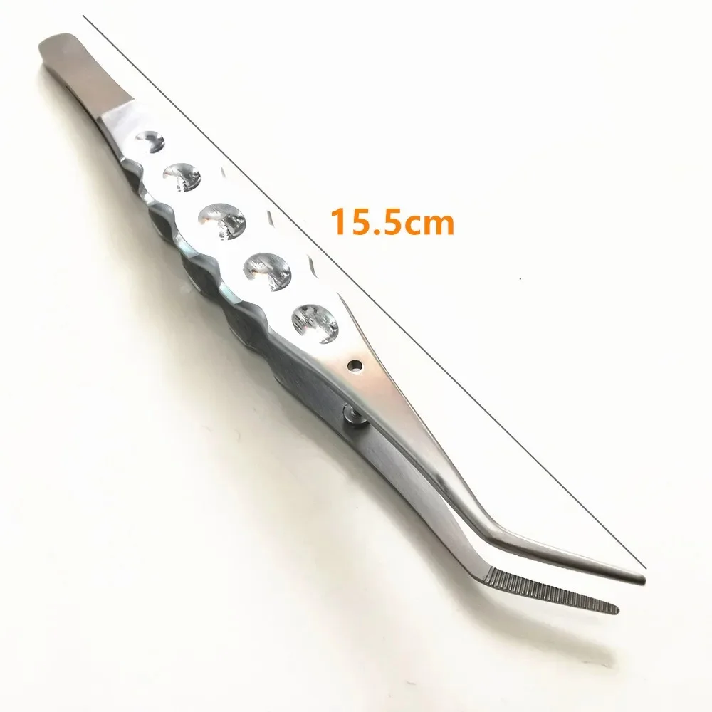 15.5cm Dental Surgical Operation Stitching Tweezer College Tweezers Cotton Dressing Tissue Tweezer Serrated Tip Oral Care