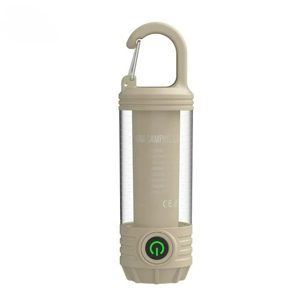 Multifunctional Camping Lantern Flashlight Type-C Rechargeable Red/White/Warm Light Ambient & Warning Lamp with Hanging Hook