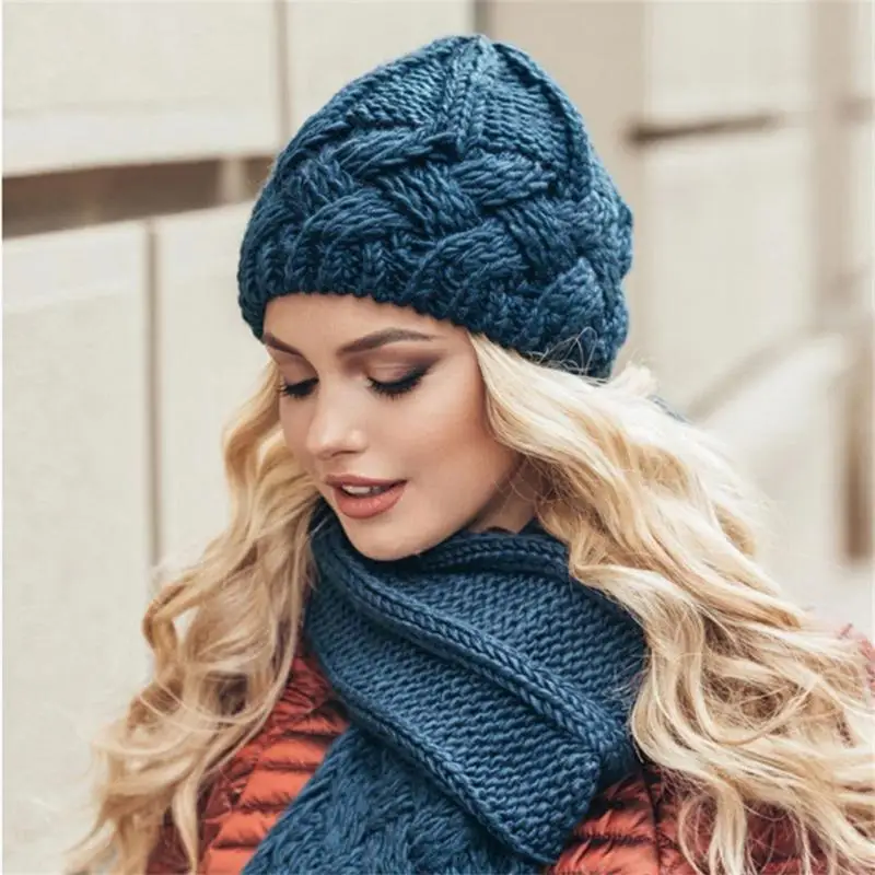 New Knitted Hat Woolen Yarn Men\'s Women\'s Vintage Style Beanies Diamond Plaid Autumn Winter Woolen Hat Warm Accessories