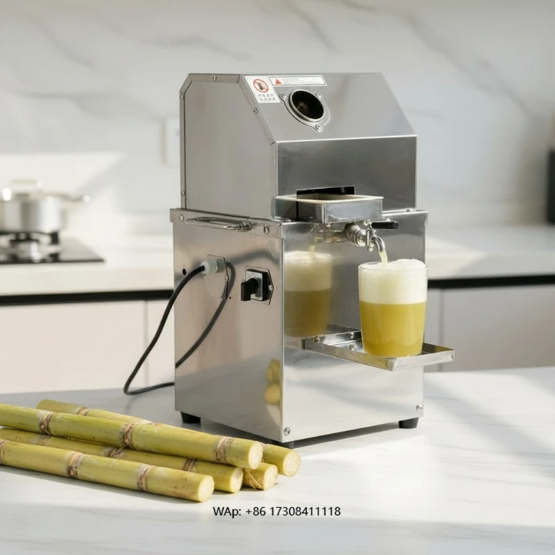 

Commercial booth sugarcane juicer, stainless steel electric automatic sugarcane machine, vertical press