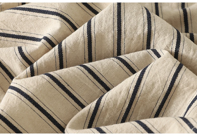 المرأة الصيف بوهو نمط مخطط طباعة أكمام القطن فستان كتان مطوي س الرقبة مستقيم البيج ميدي فستان طويل جيب حزام #6