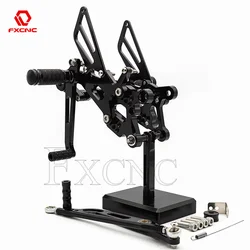 FXCNC Aluminum Adjustable Motorcycle Rearsets Rear Set Foot Pegs Pedal Footrest For YAMAHA YZF R6 2006-2023 2016 2017 2018 2019
