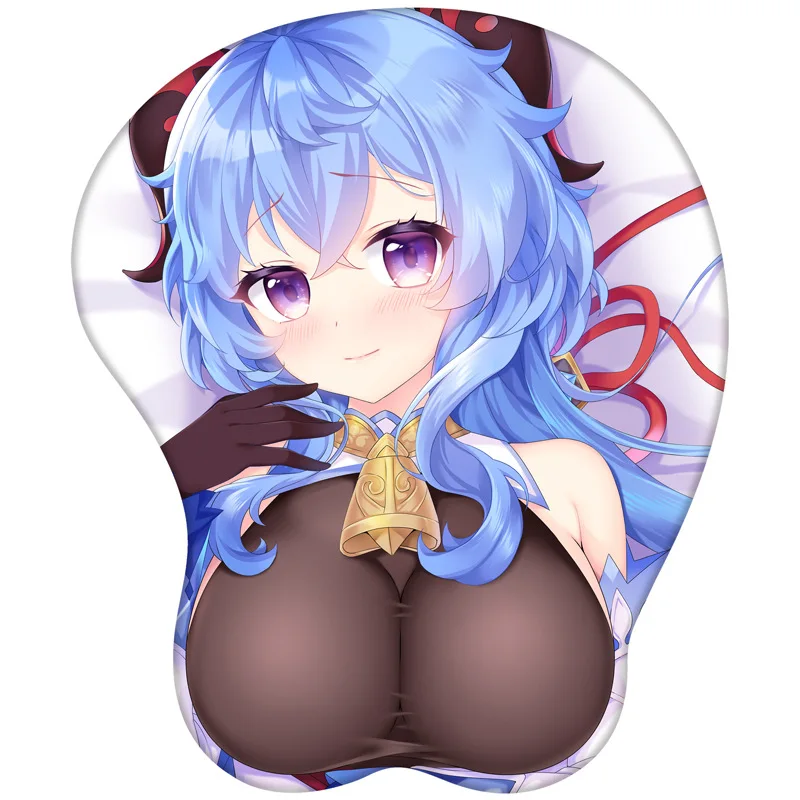 Genshin Impact Ganyu Cosplay puntelli Sexy Mouse Pad 3D seno Mousepad poggiapolsi Silicone Mouse creativo