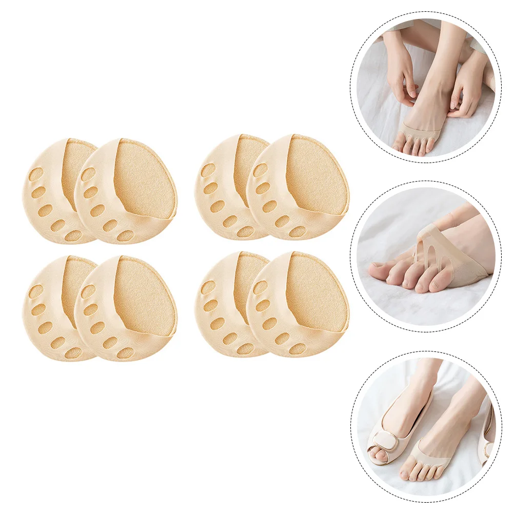 

4 Pairs Thin Invisible Socks Women Half Toeless Breathable Cotton Liner Sock Toe Topper Insole Hidden Skin Color Spring Summer