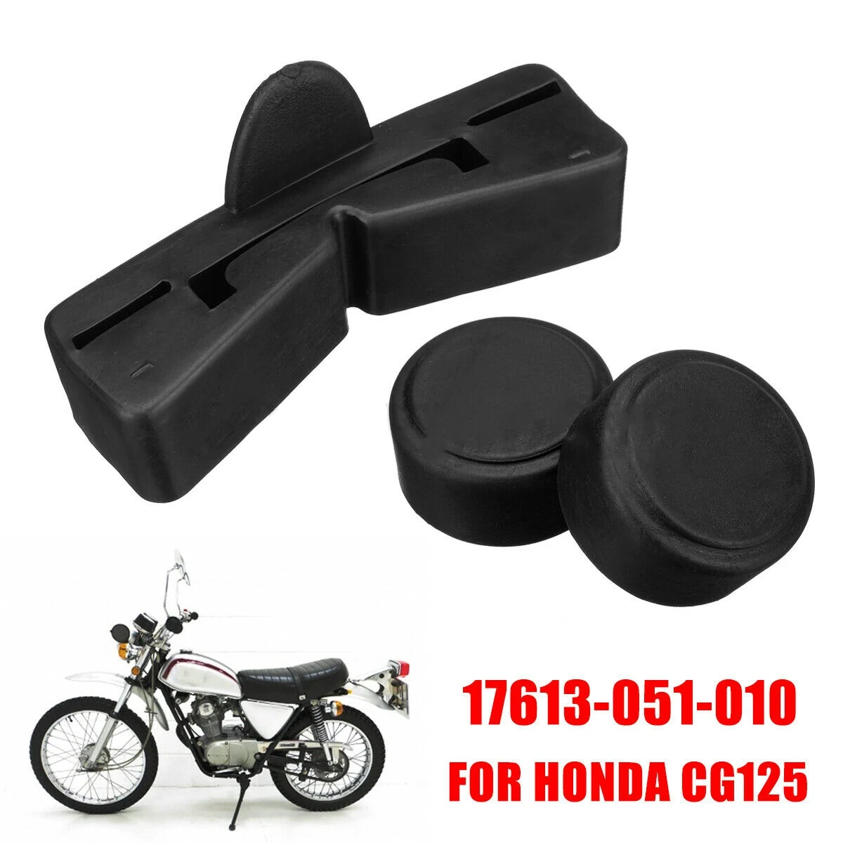 Black Rubber Motorcycle Scooter Gas Oil Fuel Tank Cushion Holder Set for Honda