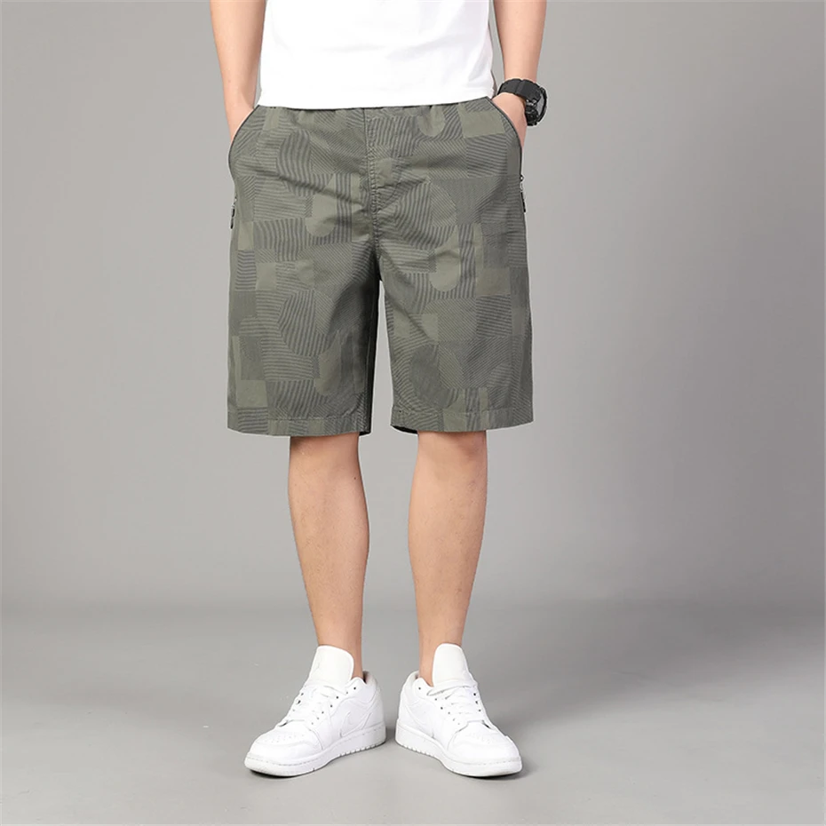 Summer Shorts Men 5XL Plus Size Fashion Casual Shorts Male Leaf Print Short Pants Big Size 5XL Cotton Shorts