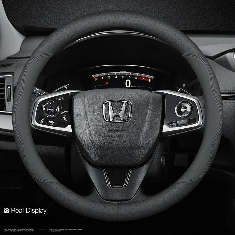 Leather Car Steering Wheel Cover for Honda CRV Ridgeline HRV Prologue URV Accord ZRV Odyssey WRV BRV Accord Pilot Fit Passport