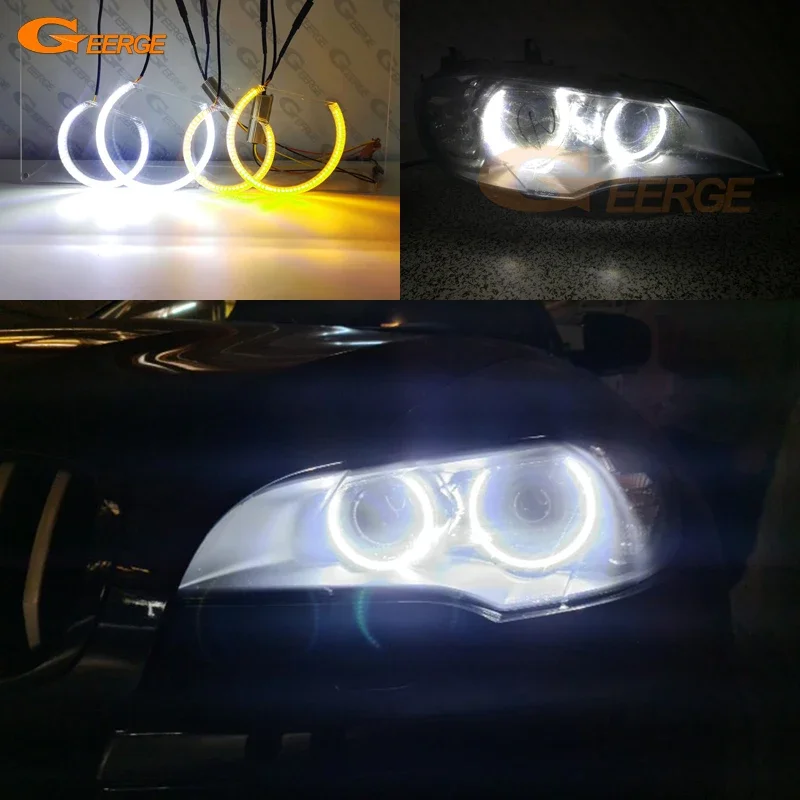 

For BMW X6 E71 E72 X6M 2008-2014 Ultra Bright A/W Switchback Day Light Turn Signal SMD LED Angel Eyes Kit Halo Rings