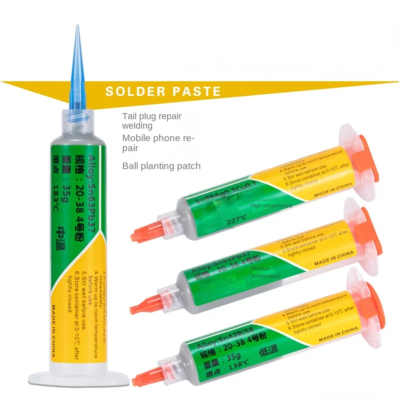 Syringe Type Solder Paste Sn63Pb37 Low Temperature Solder Paste Mobile Phone Repair Ball Patch Tail Interpolation Welding