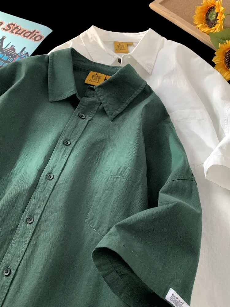 

American Retro Men's Summer irt 2025 New Trend Brand ort Sve Casual Loose Large Size Drapey Outerwear Breathable