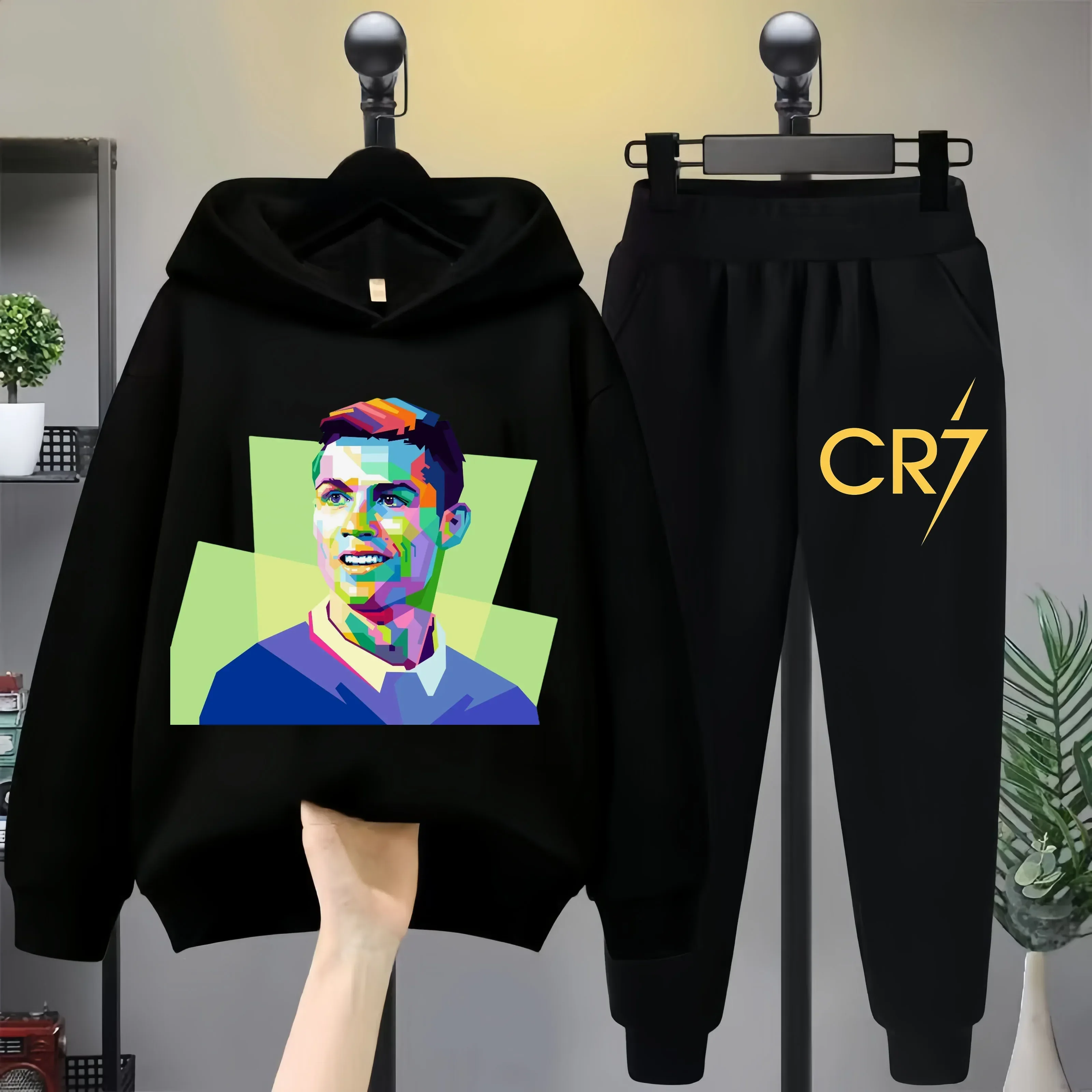 

Ronaldo Soccer Star World Cup printed hoodie set Kids Kids Hoodie Summer Boys Girls hoodie sweatpants