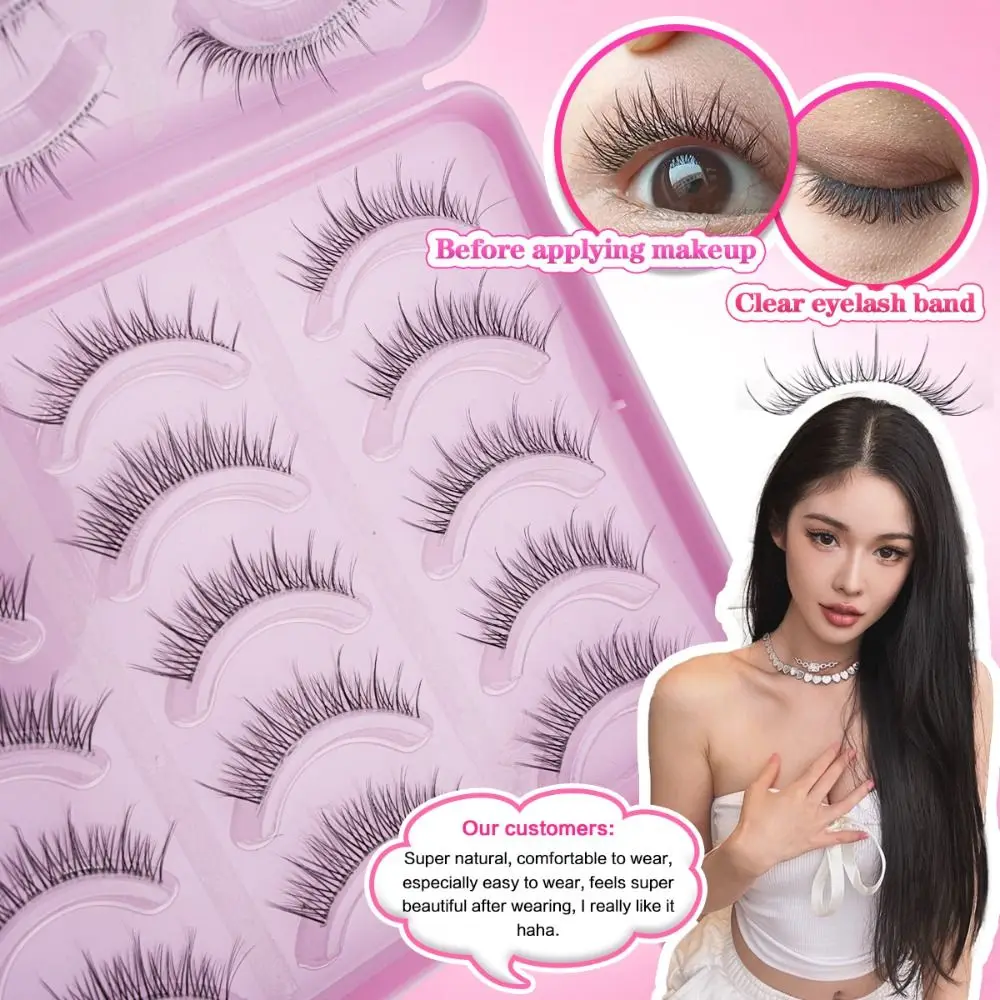 20 Paar natürliche feenhafte falsche Wimpern, transparentes Band, 3D-Manga-Wimpern, asiatische koreanische Wispy-Cosplay-Wimpern