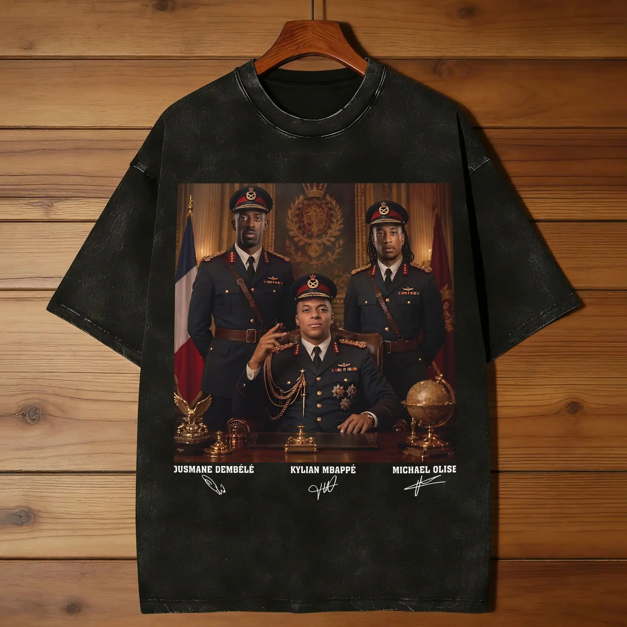 Mbappe Olise Dembele Dictator Men T Shirt Washed Novelty Tee Shirt Short Sleeve Crewneck T-Shirts 100% Cotton Plus Size Clothing