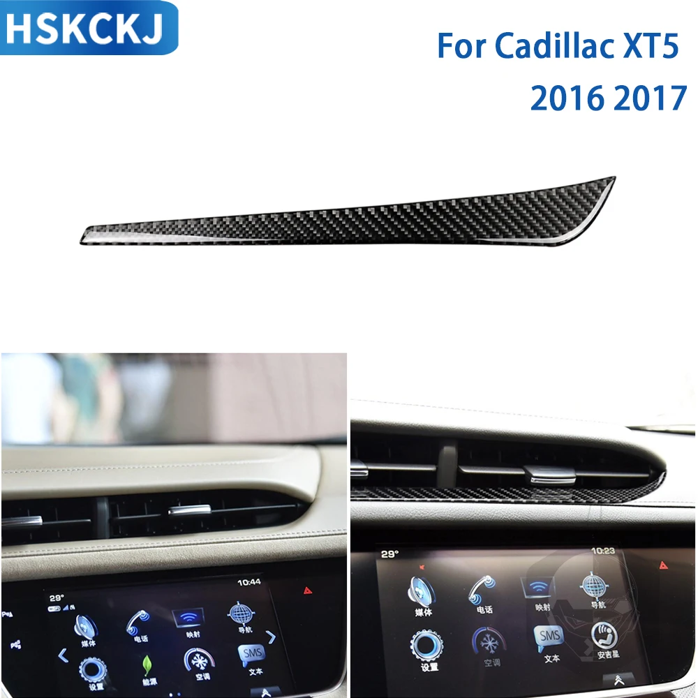 

For Cadillac XT5 2016 2017 LHD Carbon Fiber Accessories Car Interior Central Air Outlet Trim Sticker Modified Decoration