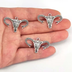 5pcs New DIY Zinc alloy ancient silver color uterus snake charm pendant for women man Accessories