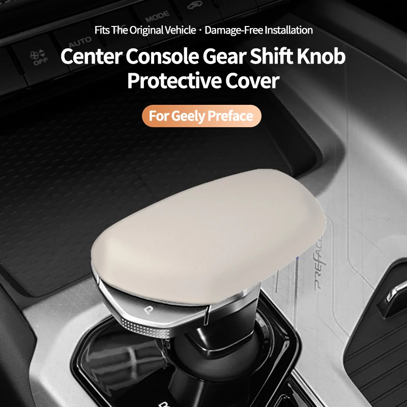 

For Geely Tugella/ Binyue / Preface / Borui GE Original Leather Center Gear Shift Knob Cover Lever Shifter Boot Car Accessories