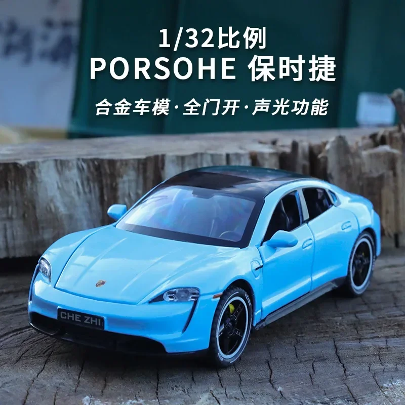 1:32 Porsche Taycan Hoge Simulatie Diecast Metalen Legering Model Auto Geluid Licht Terugtrekken Collectie Kids Speelgoed Geschenken A547