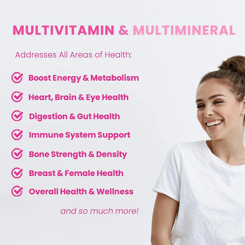 علكات الفيتامينات المتعددة للنساء - تعزز المناعة، ودعم الطاقة الخلوية، وتعزز صحة الدماغ والجلد والعظام، وتعزز الحيوية #6