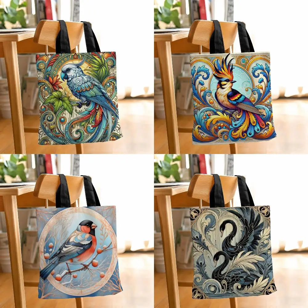 Elegant swan bird animal prints Storage Bags Double-Sided Print Canvas Tote Bag Fashion Large Capacity Women's Shoulder Handbag