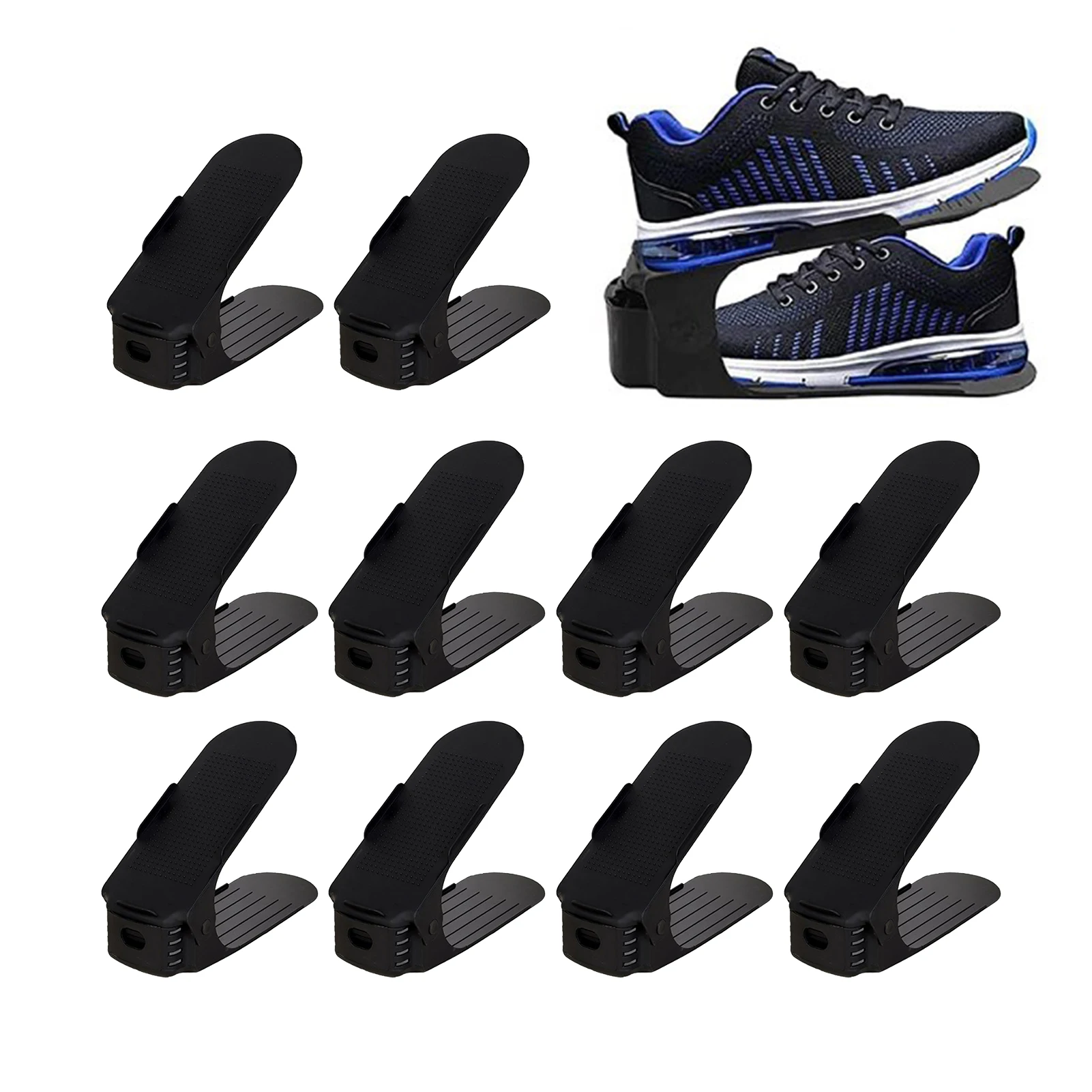 Impilatore di scarpe regolabile 10 pezzi slot per scarpe Organizer slot per scarpe salvaspazio supporto per scarpiera a due piani per l'organizzazione dell'armadio
