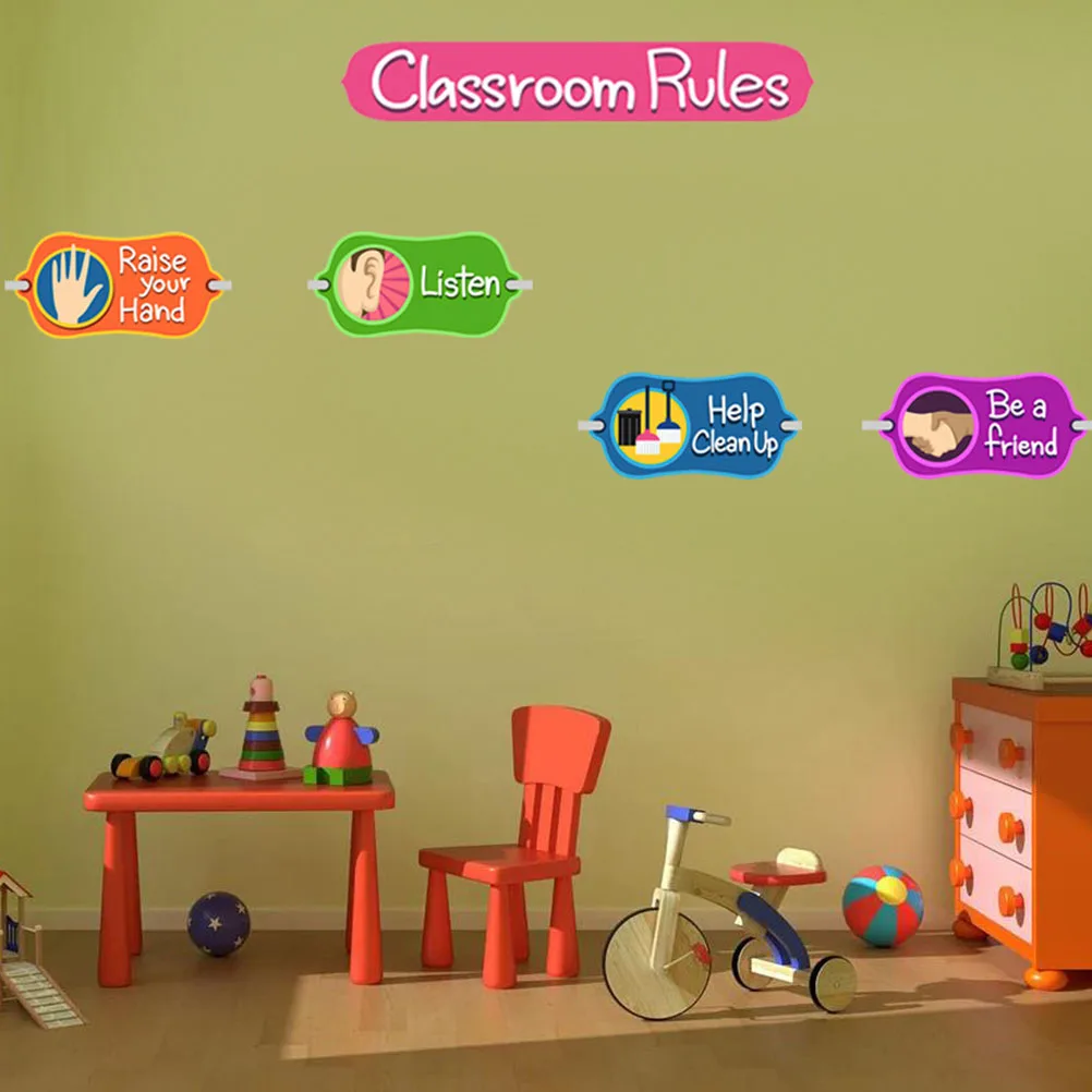 

Classroom Rules Background Wall Stickers for Preschool Kindergarten Elementary Decorations Behavior Chart Poster Self Adhesive