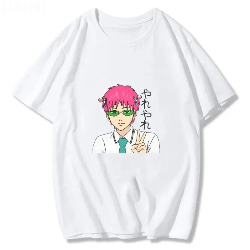 Anime The Disastrous Life of Saiki K Printed Short Sleeve Fashion T-Shirt Saiki Kusuo Harajuku Hip Hop Casual Tee Vintage Shirts