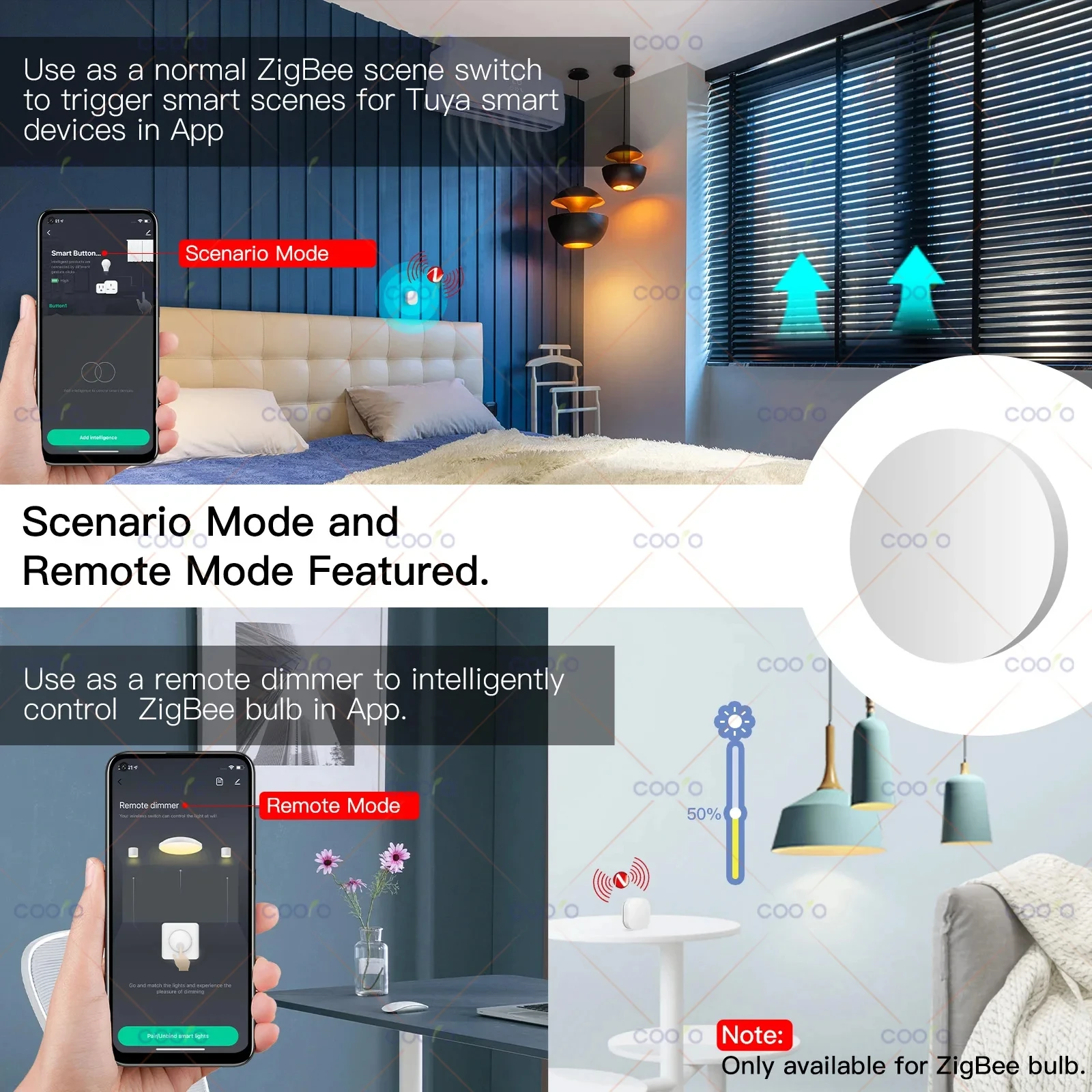 Tuya ZigBee Smart Button Scene Switch Wireless Remote One Key Controller Multi-scene Linkage Switch Google Alexa Voice Assistant