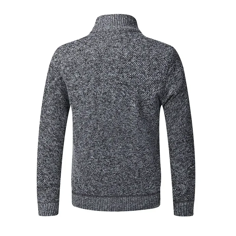 

Autumn Winter Warm Knitted Cardigan Men Fleece Zipper Stand Neck Jackets Men's Slim Fit Sweaters Thick Cardigan Sweatercoat Men