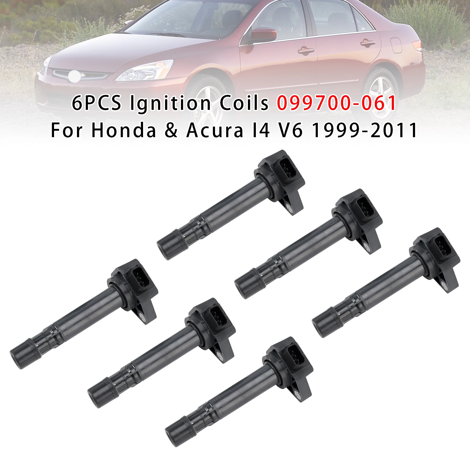 

Artudatech 6PCS Ignition Coils 099700-061 For Honda & Acura I4 V6 1999-2005 2006 2007 2008 2009 2010 2011
