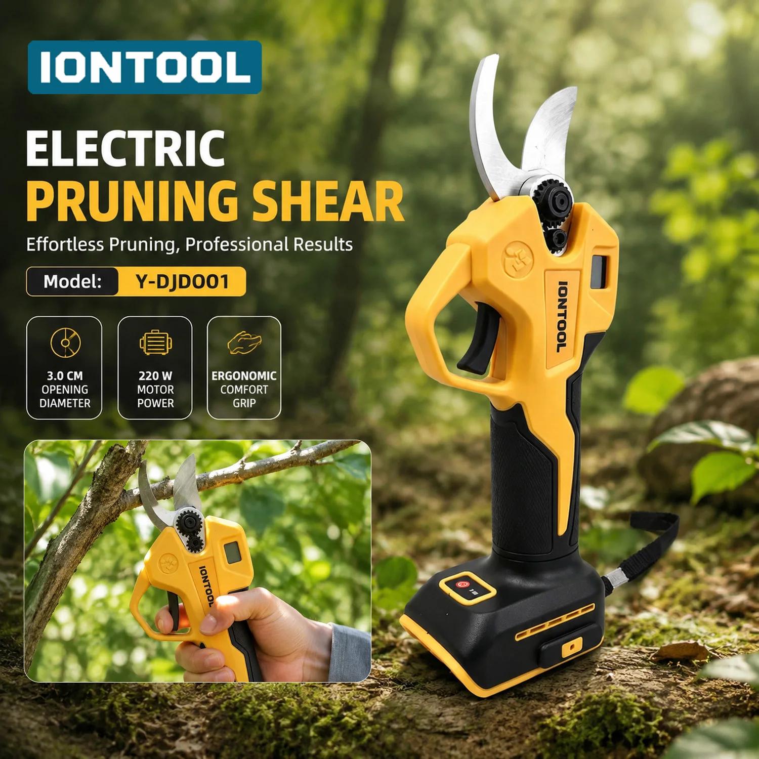 IONTOOL Multifunction Electric Garden Shears 30mm Lightweight Cordless Pruner for Bonsai Orchard Trimming Bare Unit