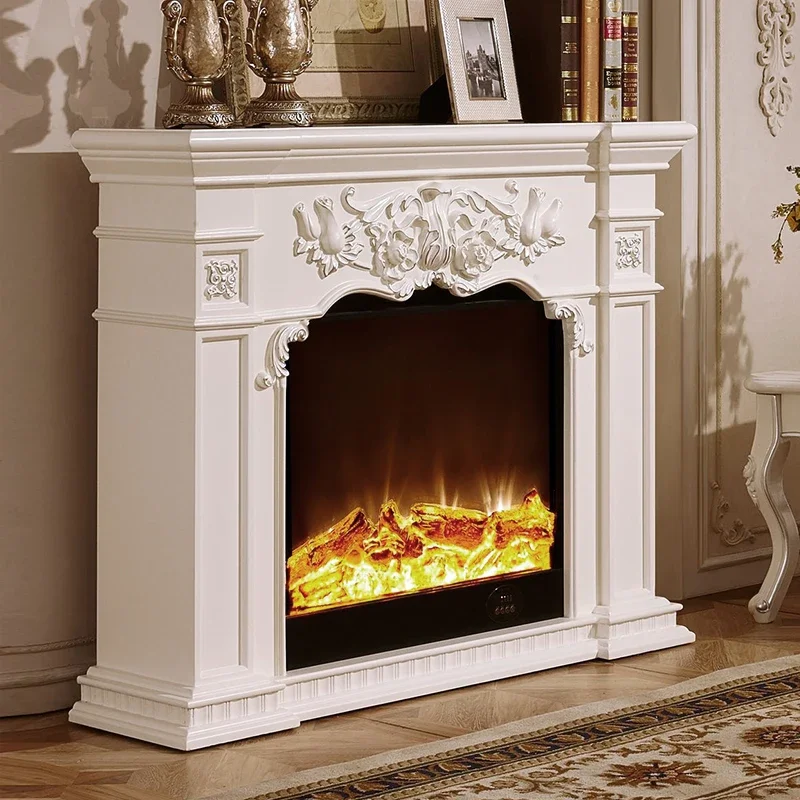 Finished fireplace decorative cabinet French villa custom solid wood European retro 1 meter simulated fire fireplace cabinet