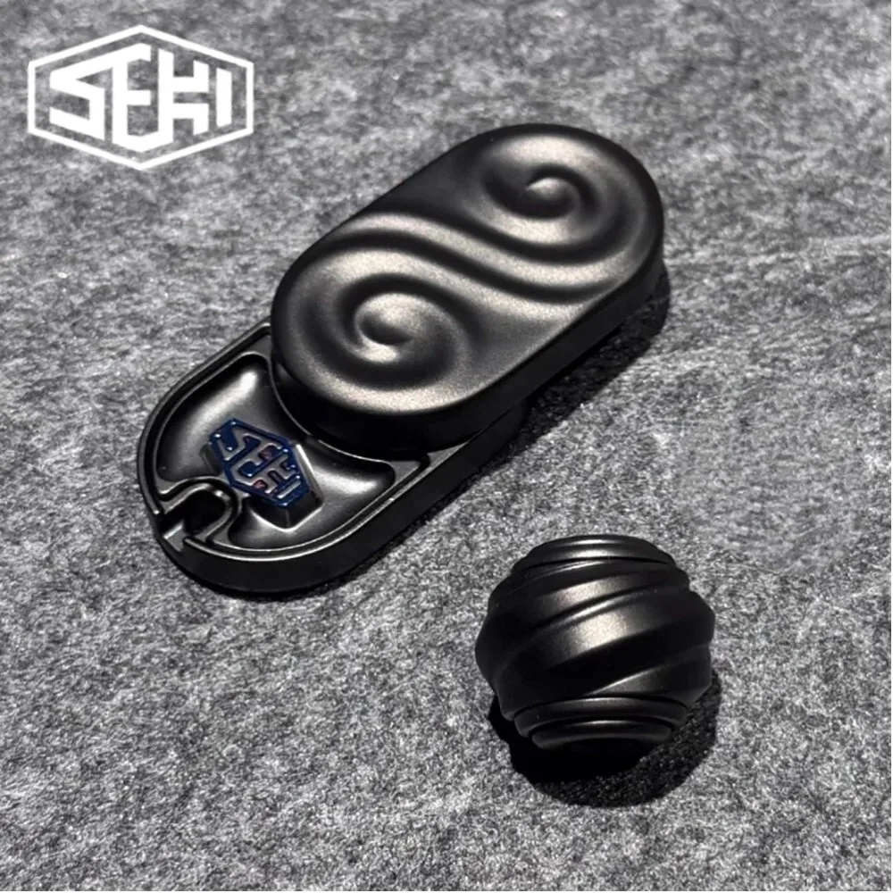 SEKI EDC Stainless Steel Black Fidget Slider Rotates Left And Right 360° Push Slider Stress Relief Original Design Gadget