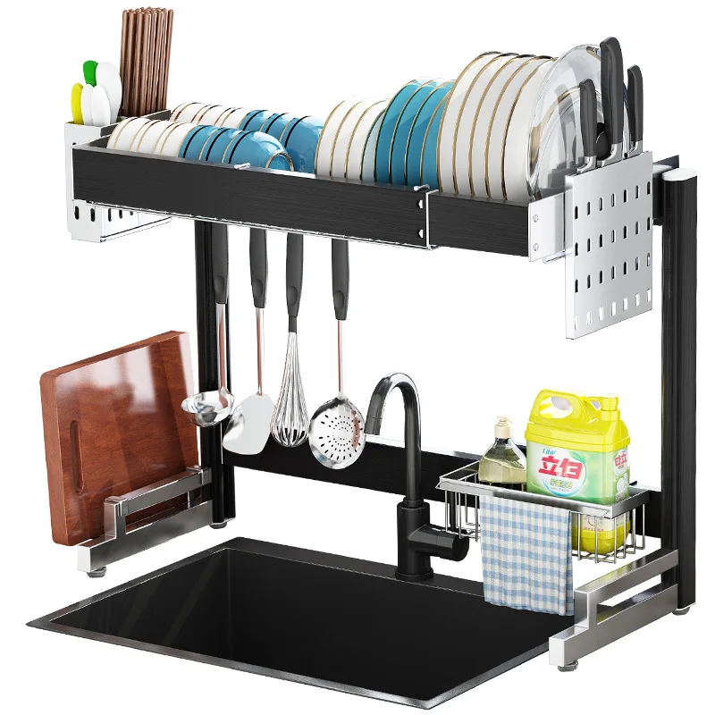 

Kitchen sink Large size water filter Retractable dish drain above the sink Storage