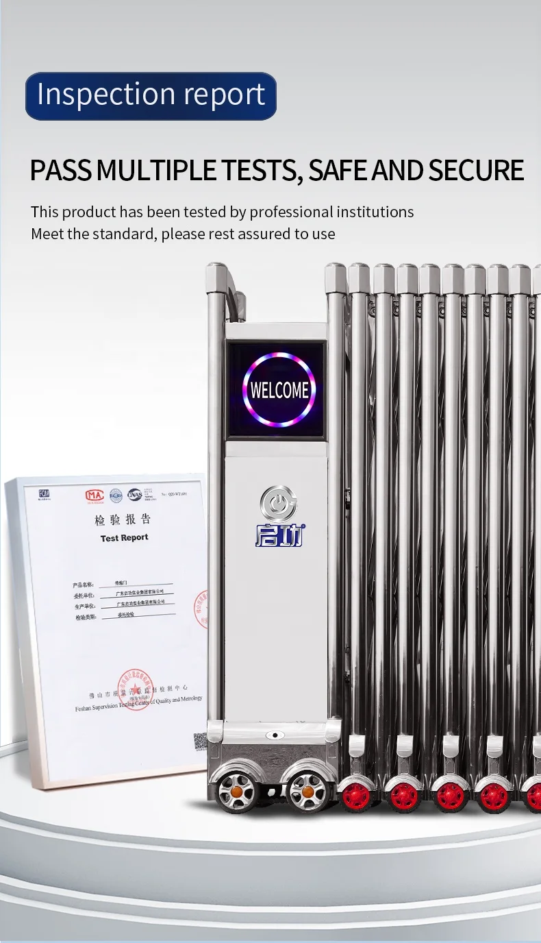 

304 Stainless Steel Electric Telescopic Gate Trackless Automatic Remote Control Fence For Apartment Company Site Factory Direct