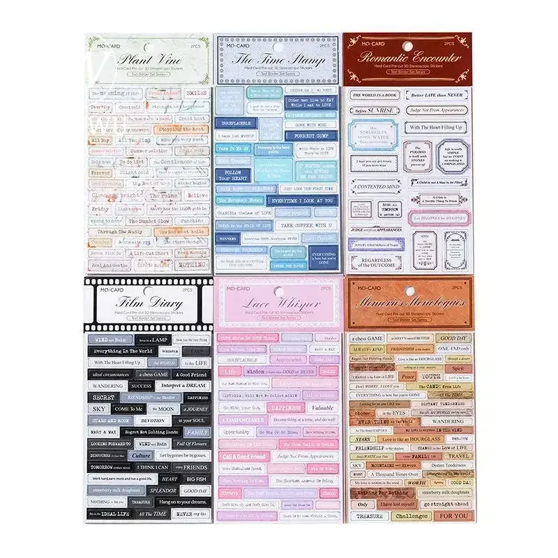 JIANWU Text Border Set Series Vintage English Text Border Label Material Collage Sticker Creative DIY Journal Stationery