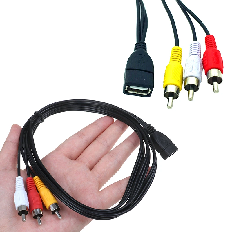 5feet/1.5m usb 2.0 female to 3 male video a/v camcorder adapter cable