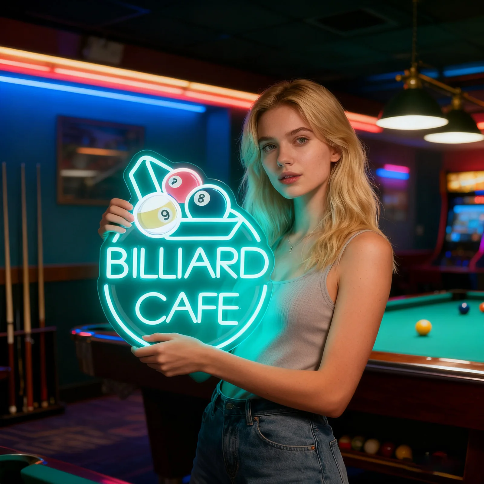 

Неоновая вывеска на заказ, персонализированная светодиодная подсветка для бильярдного стола с треугольной стойкой и шариками с УФ-печатью - Декор для паба-бара в винтажном стиле,
