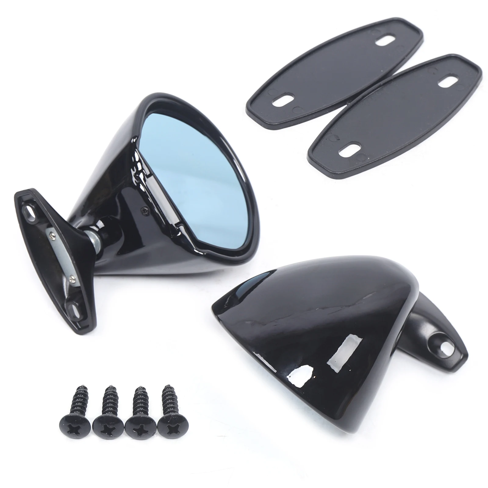 

Universal Classic Pair Left & Right Car Door Side Wing Vintage Black Mirror & Gasket Rear View Plane Mirror Accessories