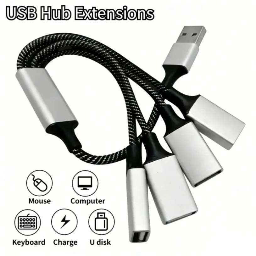 4-in-1 USB Splitter Hub OTG Adapter Multiple Ports USB Extension Cable Charging Power Docking Expander For PC Laptop Cellphone