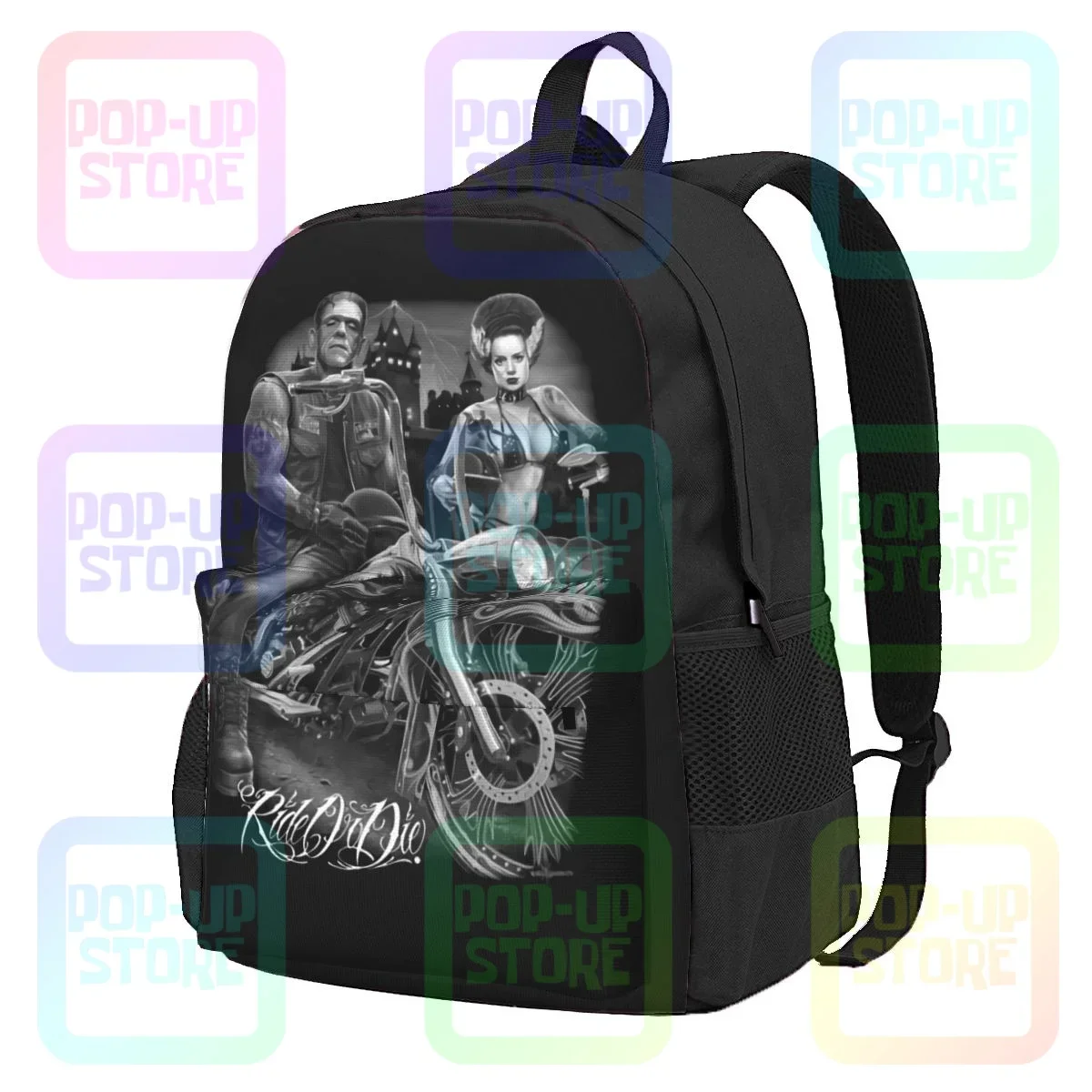 

Dga David Gonzales Art Frankie Frankenstein Bride Goth Motorcycle Biker Large Capacity Backpack Softback Storage Bag