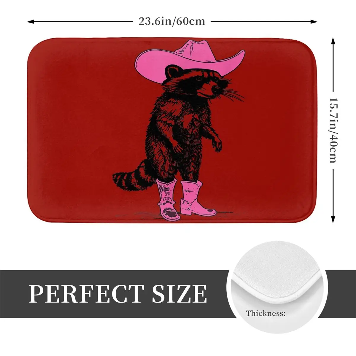 Raccoon Cowgirl Western Country Anti-slip Doormat Floor Mat Carpet Rug for Kitchen Entrance Bathroom Living room Footpad Mats