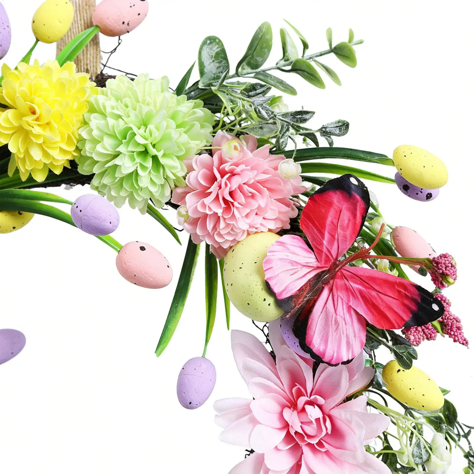 

Easter Wreath 40cm Artificial Cute Festive Spring Garland Easter Door Decorations For Family Friends Adults Men Women Holiday