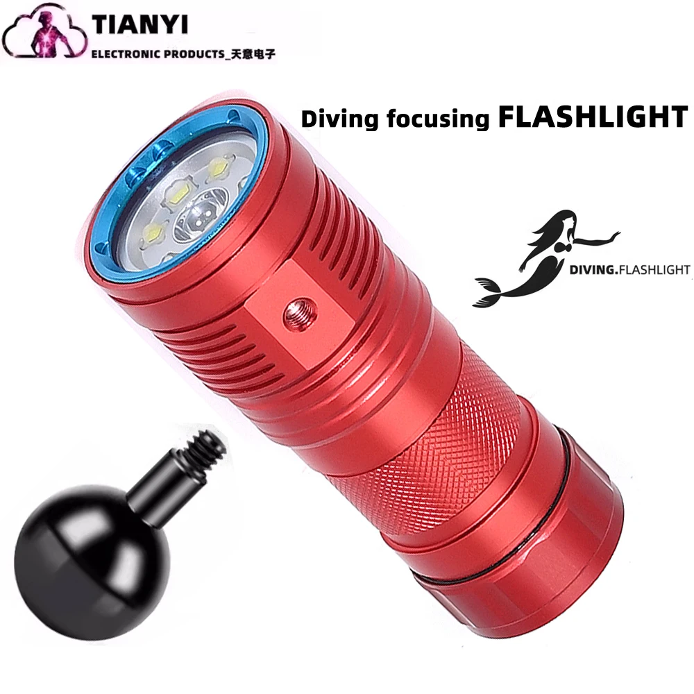 Photography fill light diving aluminum alloy flashlight blue light red light white light spotlight multi-functional professional