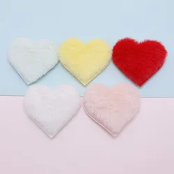 30Pcs 6.5x6CM Felt Heart Padded Appliques For Children Hat Sewing DIY Headband Hair Clip Accessories Patches
